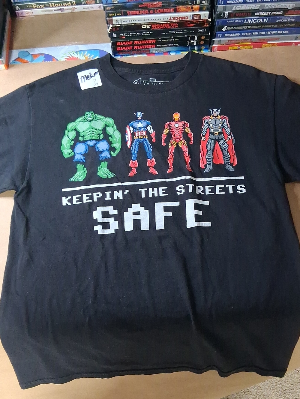 Marvel Kids Superhero Tee Black with Green, Blue, Red and Gold Accents